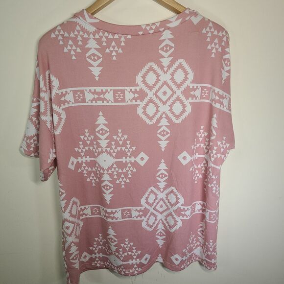White Birch Navajo/Aztec print Soft short sleeve blouse - Picture 5 of 5